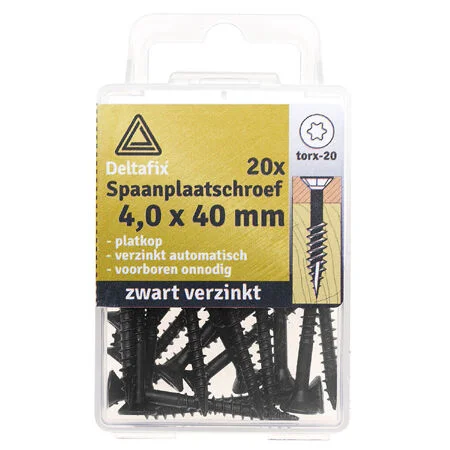 Shop Nu Deltafix Spaanplaatschroef PK TX-20 4 x 40 mm x /24 zwart VZ 20 Stuks