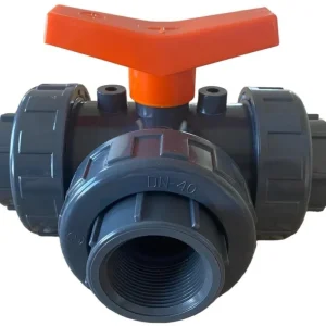 Pvc 3-weg kogelkraan T boring 50 mm 3x lijm PN 10 Flitsaanbieding