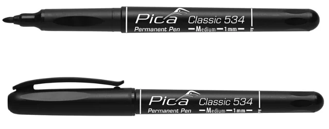 Pica 534/46 Permanent pen 1mm rond zwart (10st) Laatste Kans