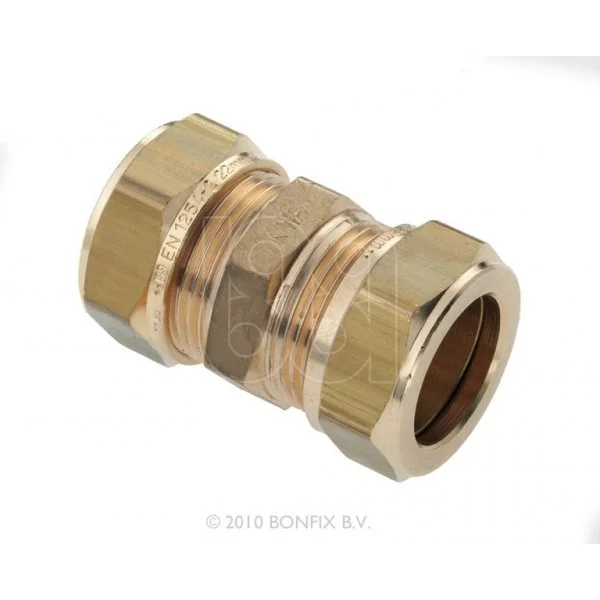 Betaalbaar Bonfix messing koppeling 2 x knel 22 mm