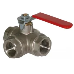 Superprijs Drieweg kogelkraan L-boring, 3 x bin.dr. 1¼" PN25