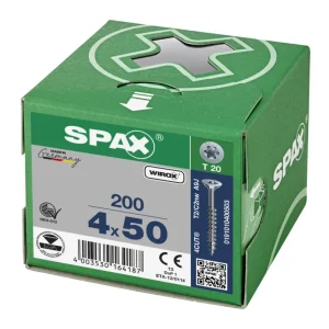 Spax spaanplaatschroeven T20 verzinkt 4 x 50 mm deeldraad 200 stuks Exclusieve Aanbieding