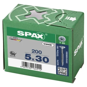 Spax spaanplaatschroeven T20 verzinkt 5 x 30 mm deeldraad 200 stuks Premium