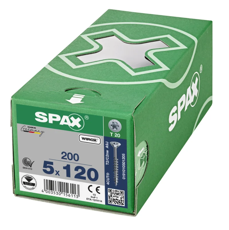Spax spaanplaatschroeven T20 verzinkt 5 x 120 mm deeldraad 200 stuks Op = Op