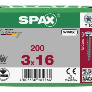 Spax spaanplaatschroeven T10 cilinderkop verzinkt 3 x 16 mm voldraad 200 stuks Superprijs