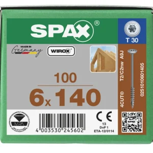 Spax tellerkopschroeven T30 verzinkt 6 x 140 mm deeldraad 100 stuks Goedkoop