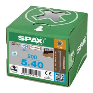 Spax vlonderschroeven T25 RVS A2 5 mm x 40 mm 200 stuks Merkproduct