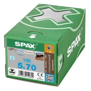 Spax vlonderschroeven T25 RVS A2 5 mm x 70 mm 100 stuks Populair