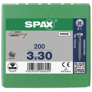 Spax spaanplaatschroeven PZ1 verzinkt 3 x 30 mm voldraad 200 stuks Direct Verzonden