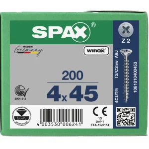 Spax spaanplaatschroeven PZ2 verzinkt 4 x 45 mm voldraad 200 stuks Finale Uitverkoop