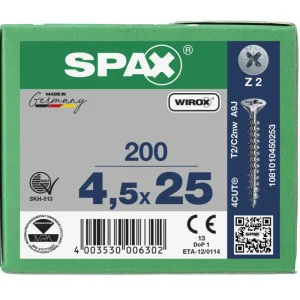 Spax spaanplaatschroeven PZ2 verzinkt 4.5 x 25 mm voldraad 200 stuks Beperkt Aanbod