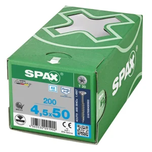 Spax spaanplaatschroeven T20 RVS A2 4.5 x 50 mm deeldraad 200 stuks Hete Deal