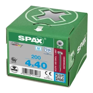 Korting Spax spaanplaatschroeven T20 cilinderkop RVS A2 4 x 40 mm voldraad 200 stuks