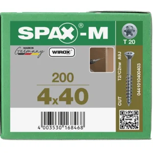 Spax spaanplaatschroeven T20 met boorpunt verzinkt 4 x 40 mm deeldraad 200 stuks Bestel Nu