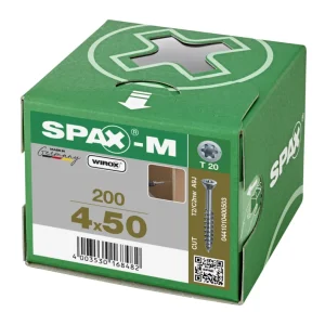 Spax spaanplaatschroeven T20 met boorpunt verzinkt 4 x 50 mm deeldraad 200 stuks Dagaanbieding