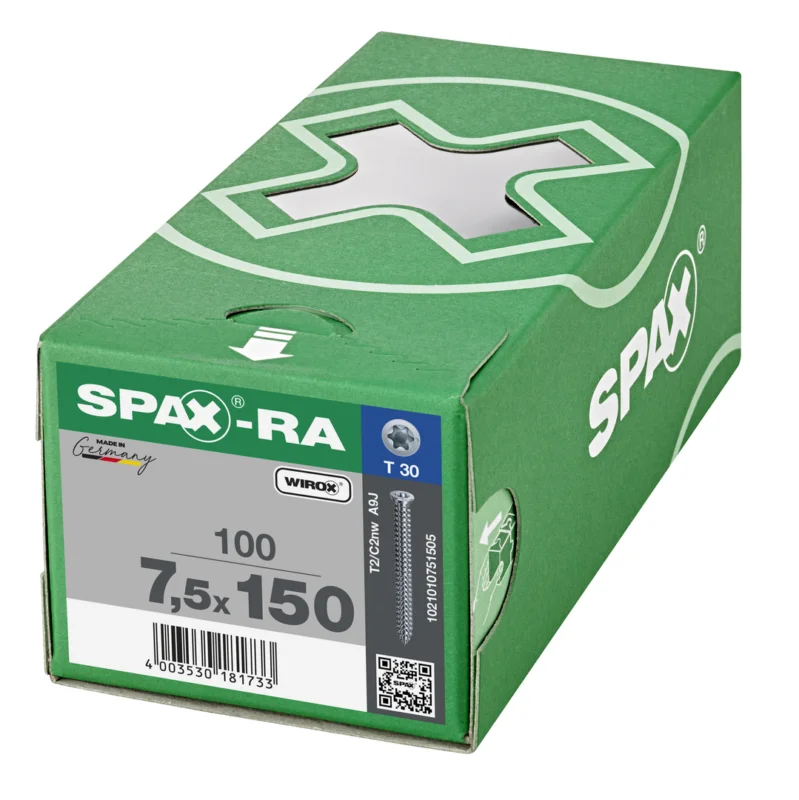 Spax kozijnschroeven T30 verzinkt 7.5 x 150 mm voldraad 100 stuks Goedkoop
