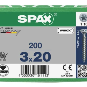 Lage Prijs Spax spaanplaatschroeven T10 verzinkt 3 x 20 mm voldraad 200 stuks