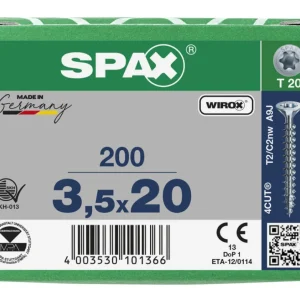 Spax spaanplaatschroeven T20 verzinkt 3.5 x 20 mm voldraad 200 stuks Alleen Vandaag
