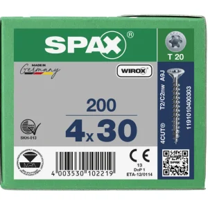 Spax spaanplaatschroeven T20 verzinkt 4 x 30 mm voldraad 200 stuks Alleen Vandaag