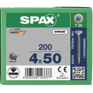 Spax spaanplaatschroeven T20 verzinkt 4 x 50 mm voldraad 200 stuks Nu Kopen