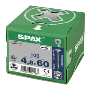Spax spaanplaatschroeven T20 verzinkt 4.5 x 60 mm voldraad 100 stuks Beperkte Voorraad