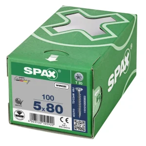 Spax spaanplaatschroeven T20 verzinkt 5 x 80 mm voldraad 100 stuks Korting