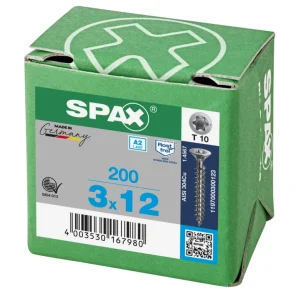 Spax spaanplaatschroeven T10 RVS A2 3 x 12 mm voldraad 200 stuks Korting