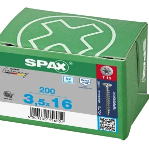 Spax spaanplaatschroeven T15 RVS A2 3.5 x 16 mm mm voldraad 200 stuks Dagaanbieding