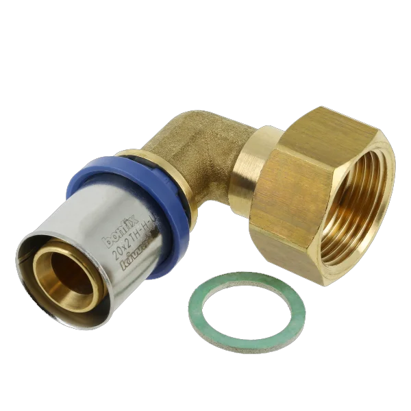 Premium Bonfix Alu-pers knie binnendraad 2-delig met vlakke afdichting 20 x 3/4"