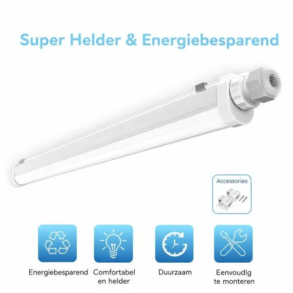 LED tri-proof 120cm 32W 5700K Direct Beschikbaar