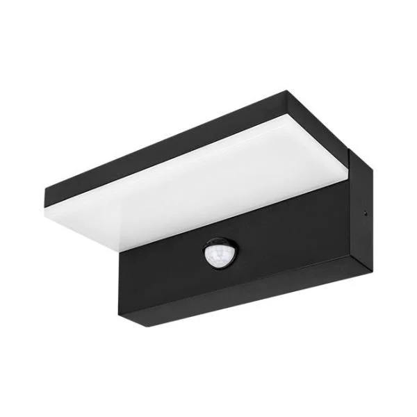 Koop Online Wandlamp Hestio 9W IP44 Zwart 4000K met bewegingssensor