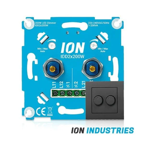 Betaalbaar ION Industries Duo triac Led dimmer 2 x 0.3-200 Watt Mat antraciet