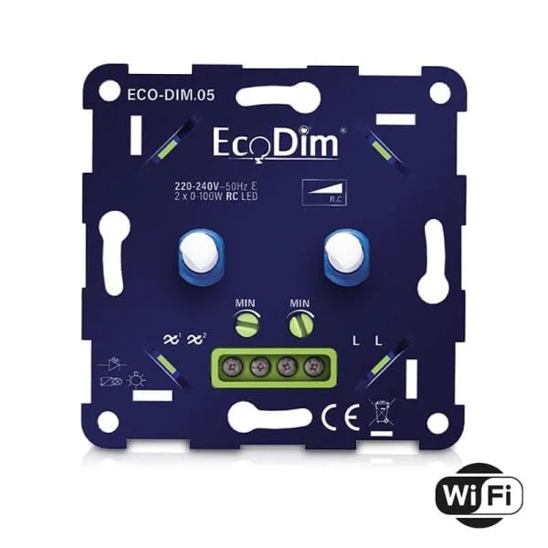 ECO-Dim Duo Led dimmer 2 x 0-100 Watt Wifi Exclusieve Aanbieding