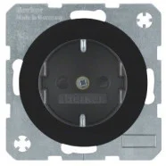 Berker 41232045 R.1/R.3 Wandcontactdoos met randaarde Zwart Snelle Levering