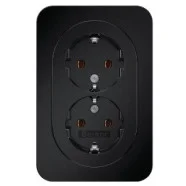 Express Levering Berker 47742045 R.1/R.3 Wandcontactdoos met randaarde 2-voudig voor enkele inbouwdoos Zwart