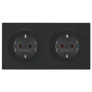 Berker 47202045 R.1/R.3 Wandcontactdoos met randaarde 2-voudig met afdekraam Zwart Beperkte Voorraad