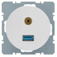 Betaalbaar Berker 3315392089 R.1/R.3 USB/audio 3.5 mm mini-Jack contactdoos Polarwit Glanzend
