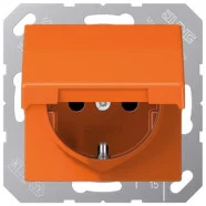 Actieprijs Jung AS 1520 NBFKIKL O Wandcontactdoos met beschermingscontact en verhoogde aanrakingveiligheid 16A 250V met klapdeksel Oranje (slagvast)