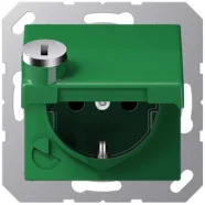 Fabrieksprijs Jung AS 1520 NBFKLSL GN Wandcontactdoos met beschermingscontact en verhoogde aanrakingveiligheid 16A 250V met klapdeksel en slot Groen (slagvast)