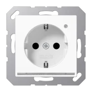 Finale Uitverkoop Jung A 1520-O WW LNW Wandcontactdoos met beschermingscontact 16A 250V en LED oriëntatieverlichting Alpine wit
