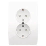 Seizoensaanbieding Niko 111-67835 Dubbele compacte wandcontactdoos, ultravlak verticaal met randaarde en volplaat, Bright White