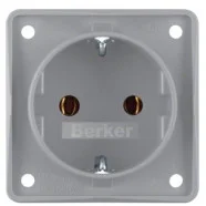 Berker 947792506 Compact Integro Flow Wandcontactdoos met randaarde en verhoogde aanraakbeveiliging, steekklemmen Grijs Fabrieksprijs