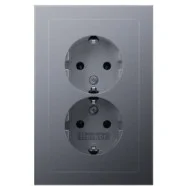 Berker 47726094 Q.3 Wandcontactdoos tweevoudig met randaarde en volle afdekplaat voor inbouwdoos 1,5-voudig Aluminium gelakt Betrouwbaar