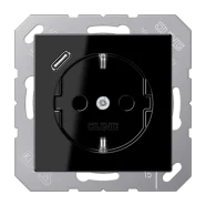 Favoriet Jung A 1520-18 C SW Wandcontactdoos en USB-laadcontactdoos type C Zwart
