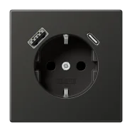Beperkt Aanbod Jung AL 1520-15 CA AN Wandcontactdoos en USB-laadcontactdoos type C/A Antraciet (gelakt aluminium)