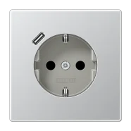 Snelle Levering Jung LS AL 1520-18 C Wandcontactdoos en USB-laadcontactdoos type C Aluminium gelakt