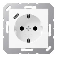 Snelle Levering Jung A 1520-18 C WWM Wandcontactdoos met beschermingscontact en USB-laadcontactdoos Type C Sneeuwwit Mat
