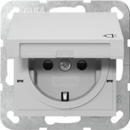 Finale Uitverkoop Gira 4414015 Systeem 55 Wandcontactdoos met randaarde 16A 250V met klapdeksel en verhoogde aanraakbeveiliging (Safety Plus) Grijs mat