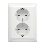 Busch Jaeger 202 EUJR-914 Busch-balance Dubbele wandcontactdoos met randaarde Voor enkele inbouwdoos Alpinwit Fabrieksprijs