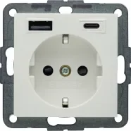 Berker 48141909 S.1/B.3/B.7 Wandcontactdoos met randaarde en steekklemen en USB A+C Polarwit mat Flitsaanbieding